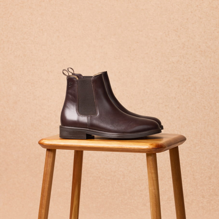 chelsea boots en cuir brun pour homme