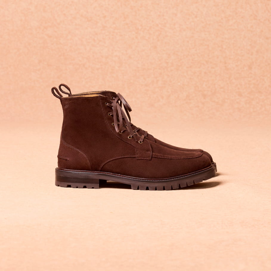 brown leather combat boots for men