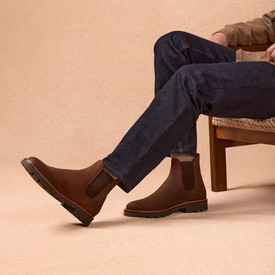 coffee leather boots for men