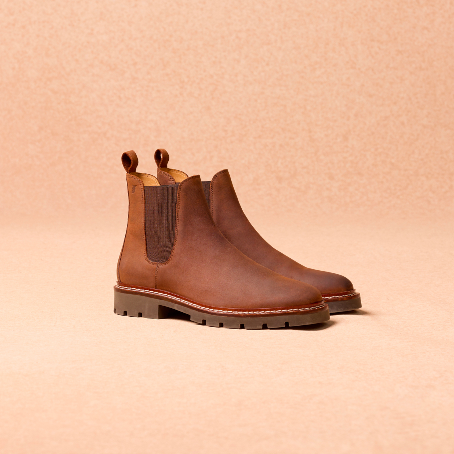 coffee leather boots for men