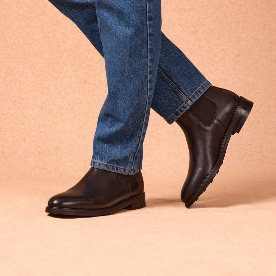 chelsea boots aus schwarzem leder für herren