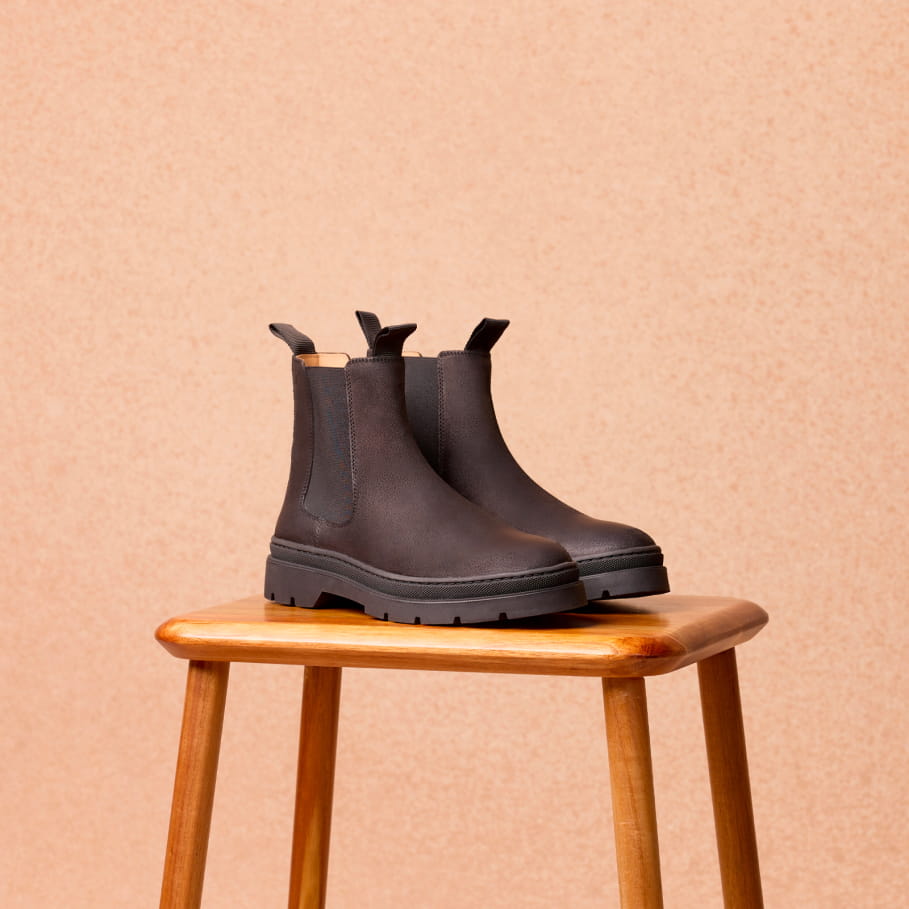women's black split leather Chelsea boots