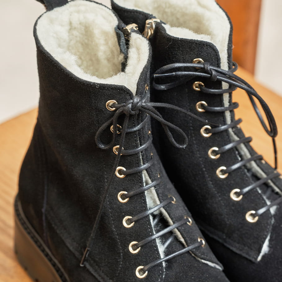 combat boots haut de gamme cuir fourrées femme