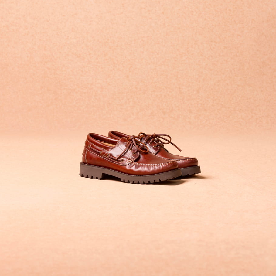chaussures bateau en cuir bourgogne pour homme