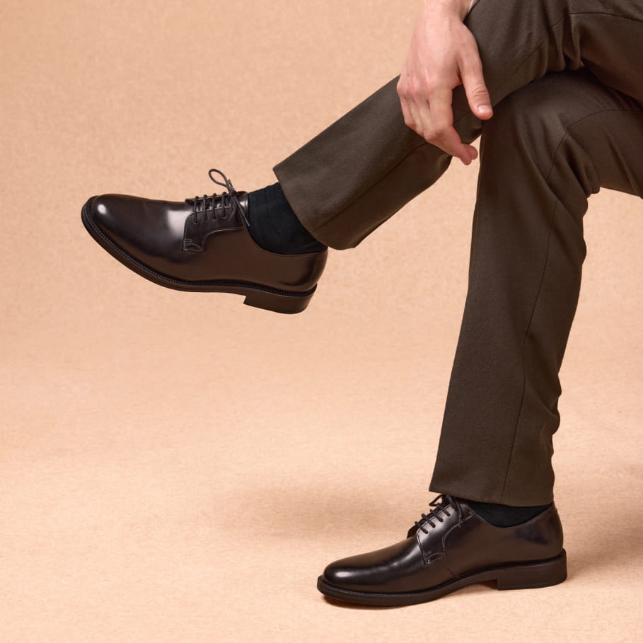 derbies en cuir noir pour homme