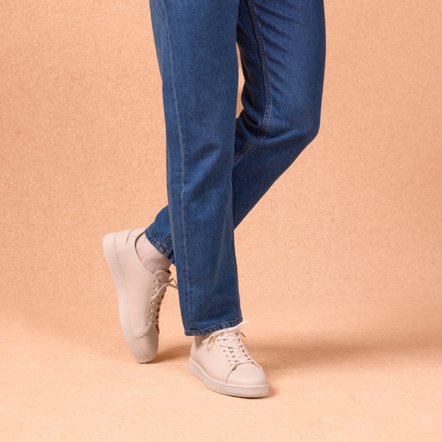 sneakers blanche en cuir lisse pour homme