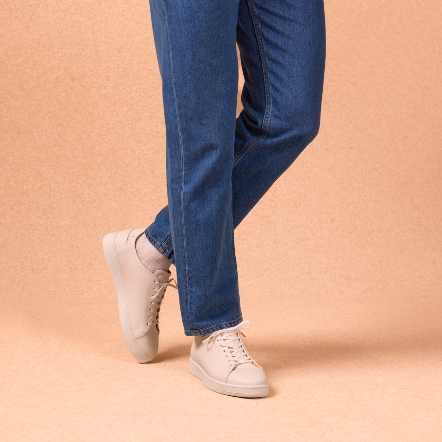 white smooth leather sneakers for men