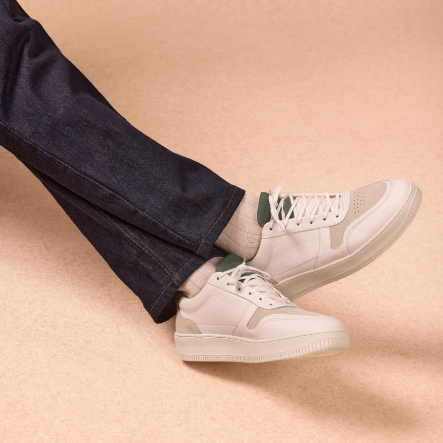 weiß-grüne Sneakers aus Leder für Männer