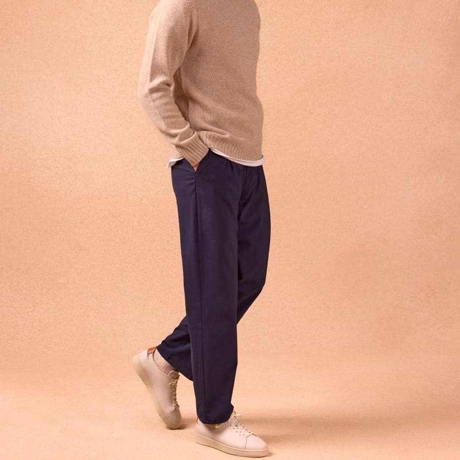 White and Havana leather sneakers for men