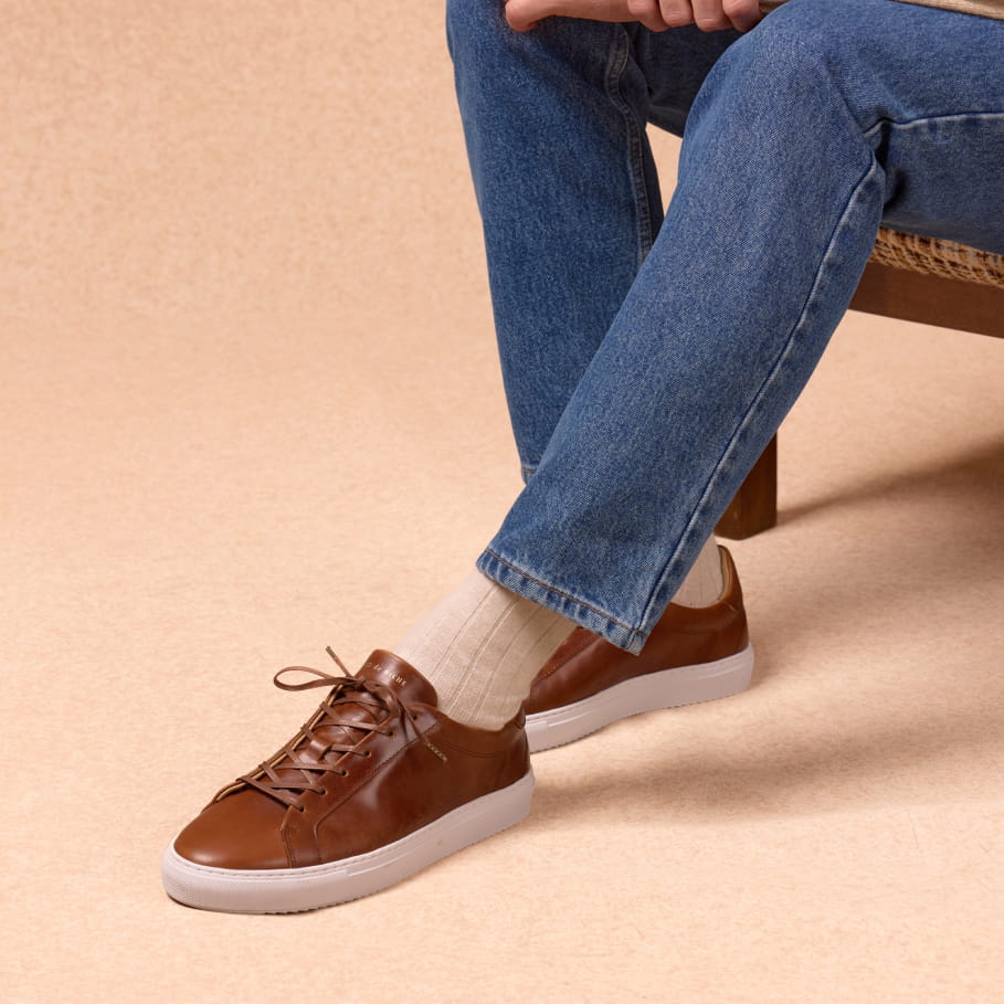 sneakers en cuir havane pour homme