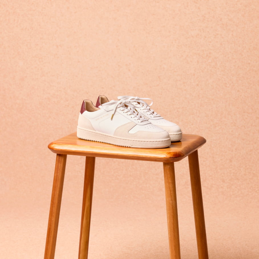 sneakers en cuir blanc et rouge pour homme