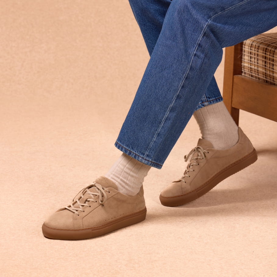 Sneaker aus taupefarbenem Leder für Herren