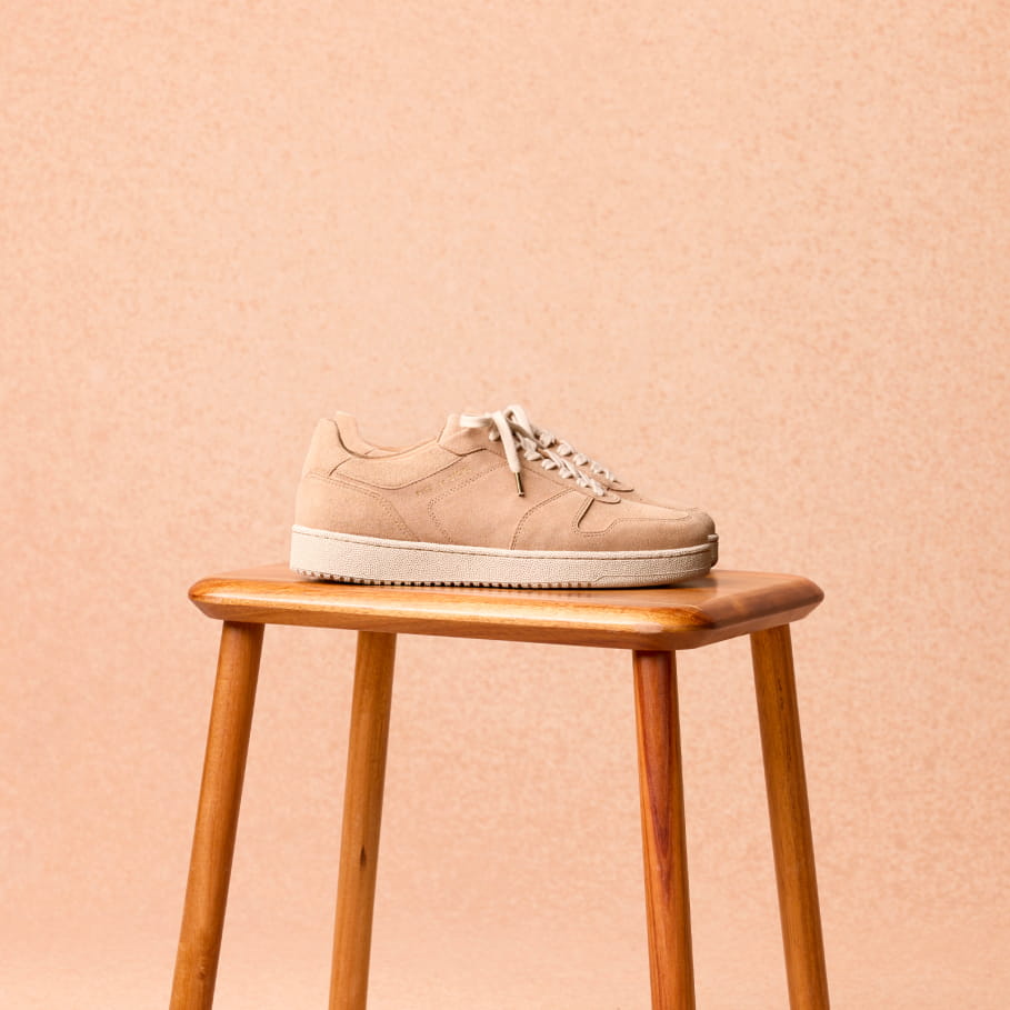 taupe suede leather sneakers for men