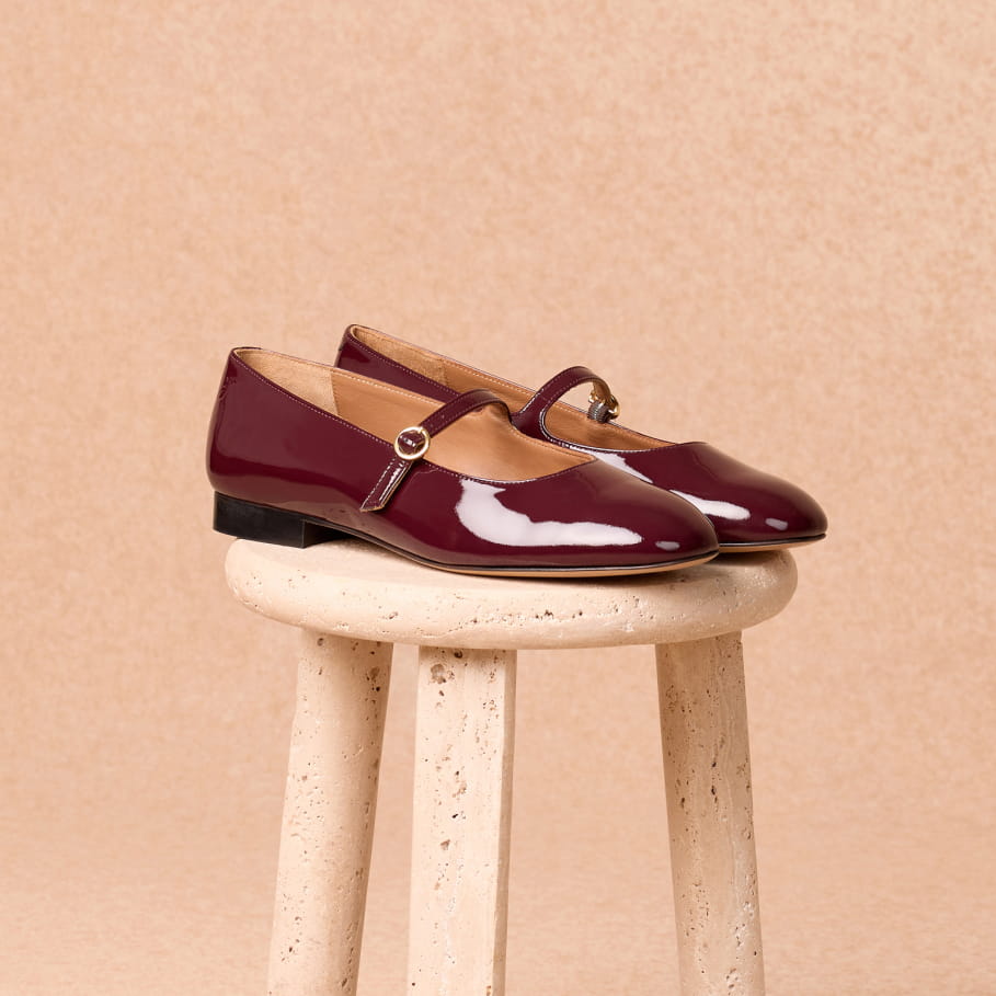 eggplant patent leather ballet flats for women