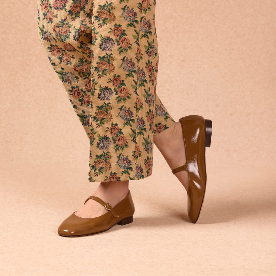 olive patent leather ballet flats for women