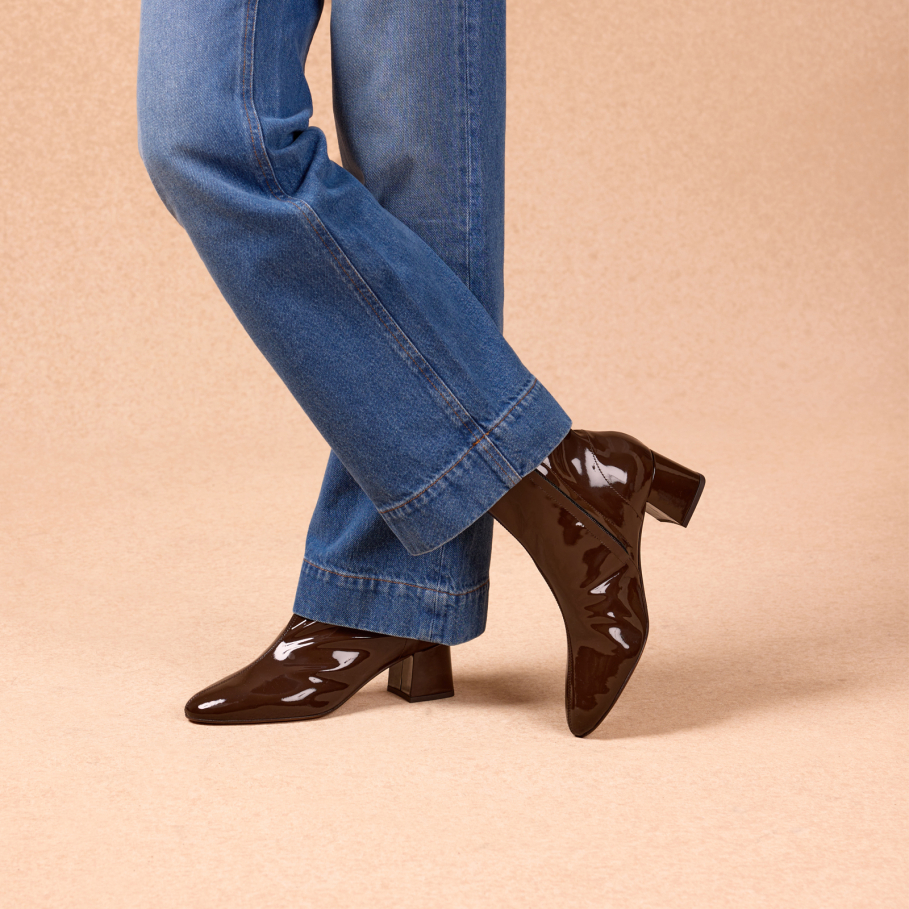 chocolate patent leather ballet flats for women