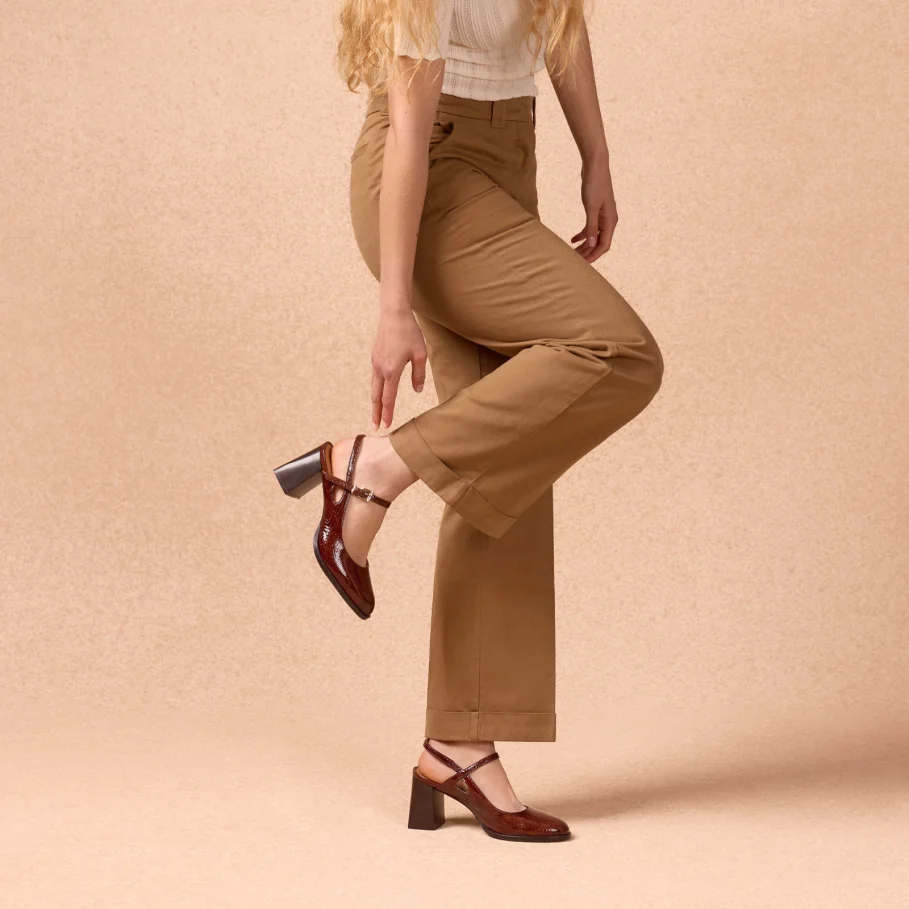 Patent leather heeled Mary Janes for women