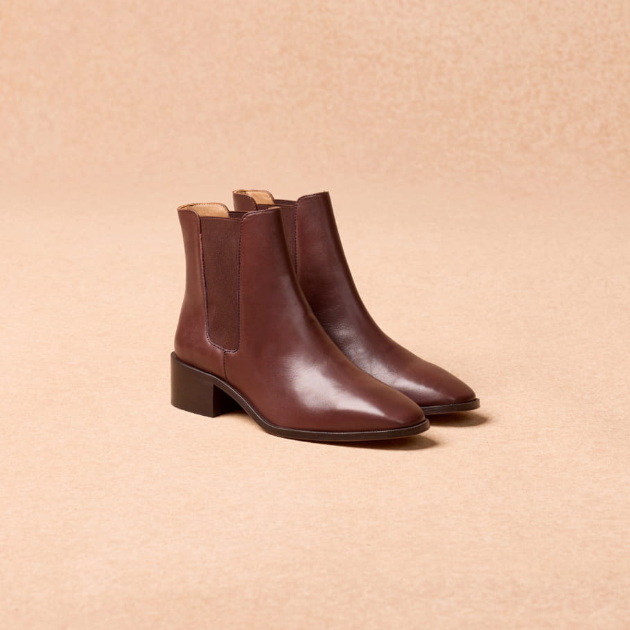 chelsea boots mit kleinem Absatz aus Ebenholzleder für Damen