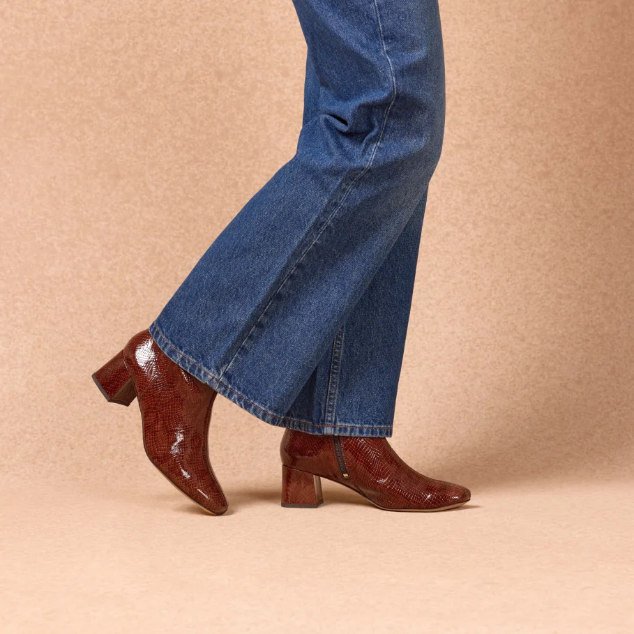 women's patent leather booties