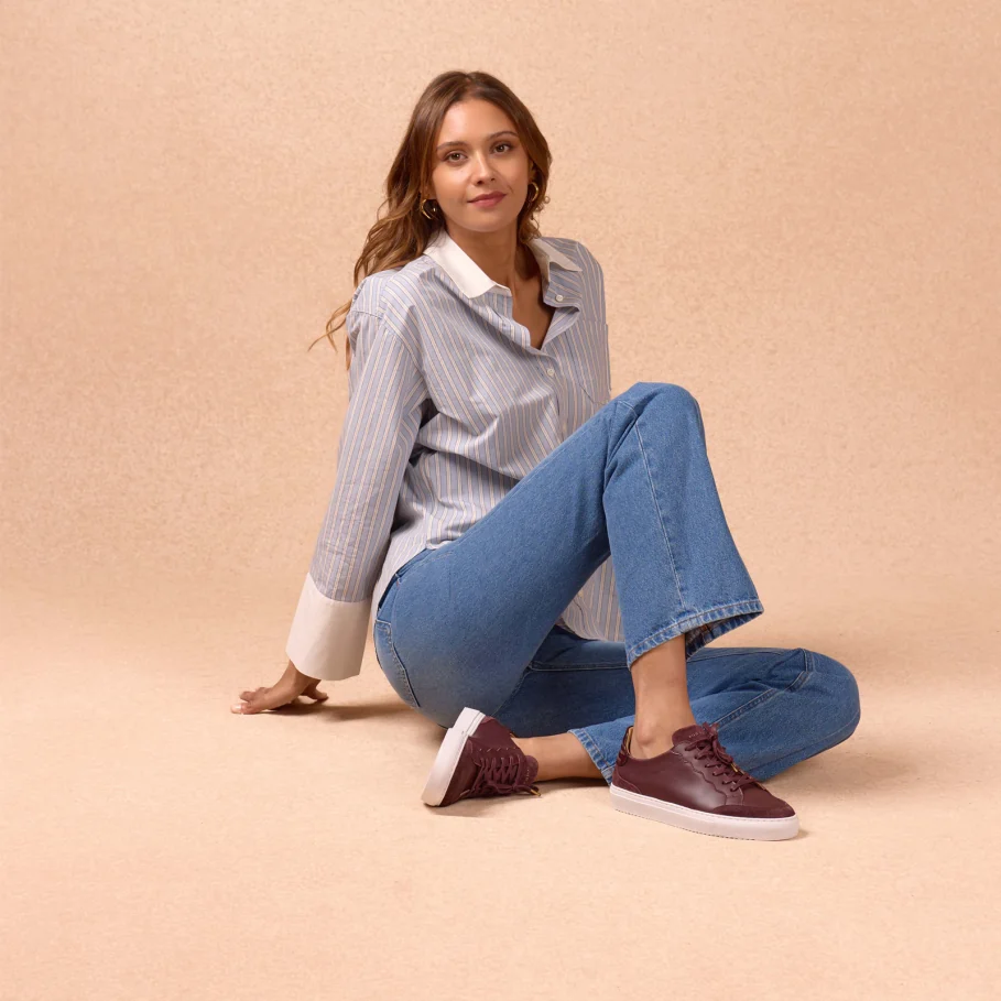 eggplant leather sneakers for women