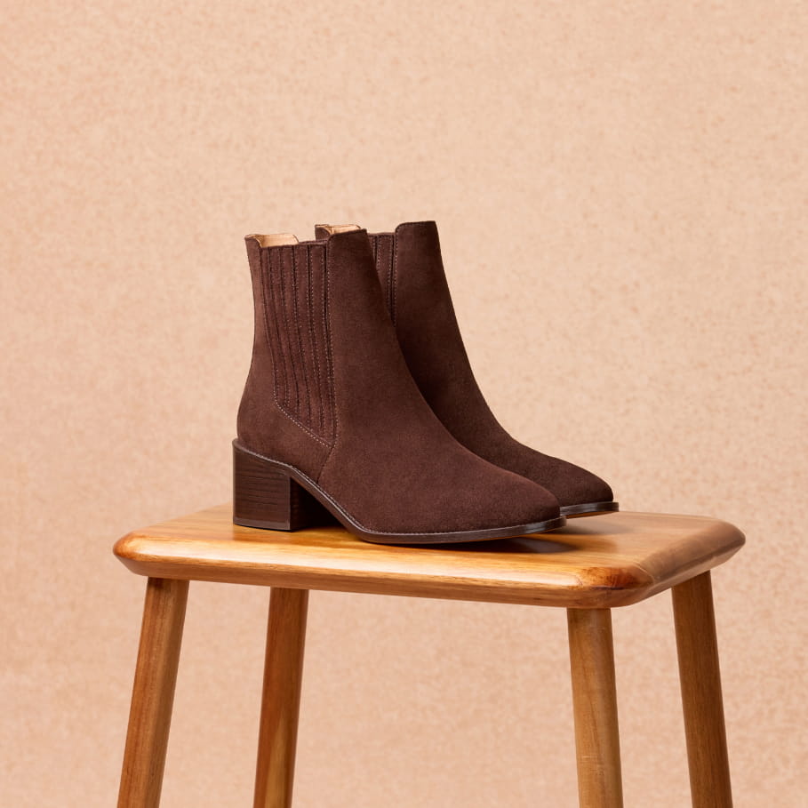 chelsea boots en cuir brun pour femme