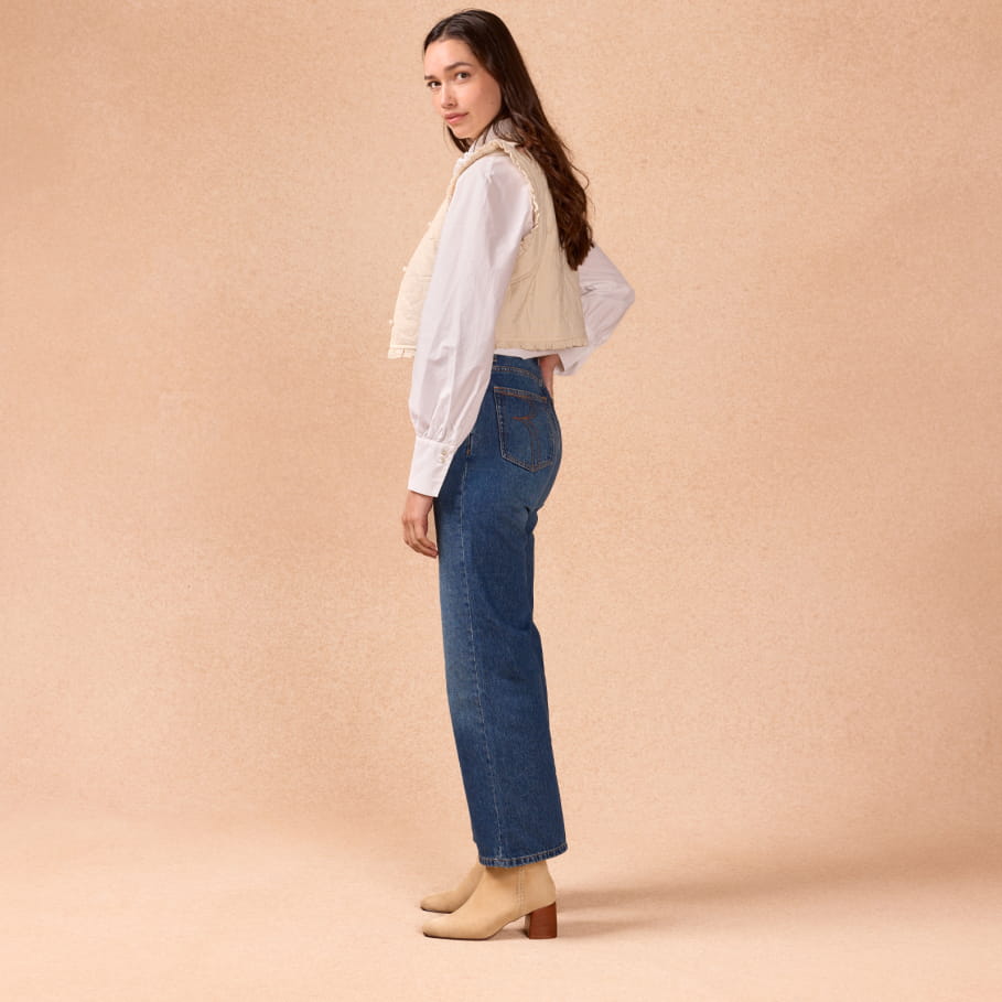 Stiefeletten aus hellbeigem Leder für Damen