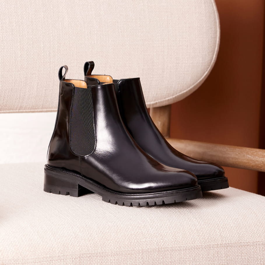 chelsea boots commando cuir vernis femme
