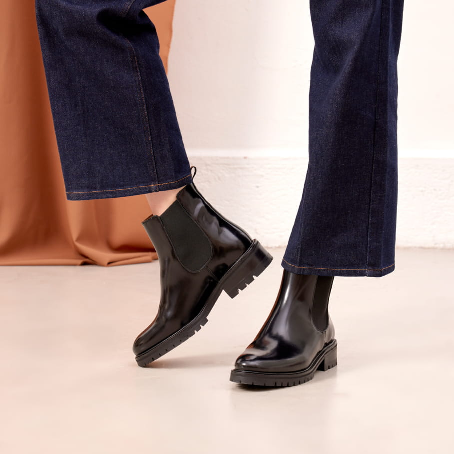 chelsea boots cuir semelle crantée femme