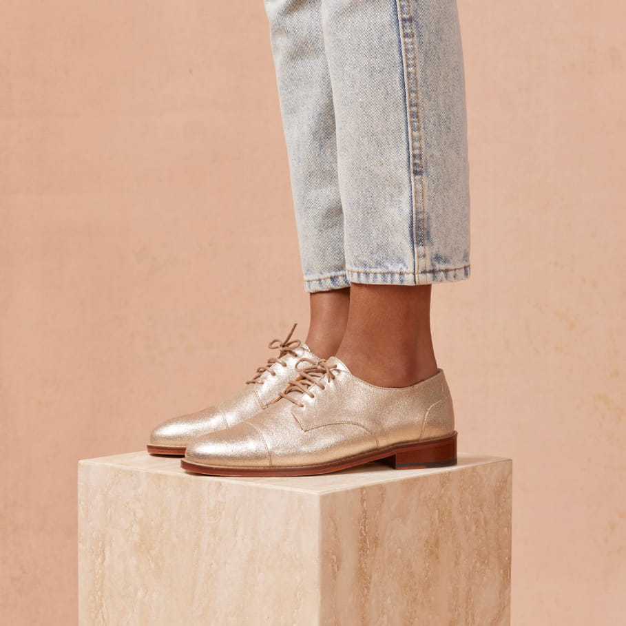 women's classic gold leather derbies