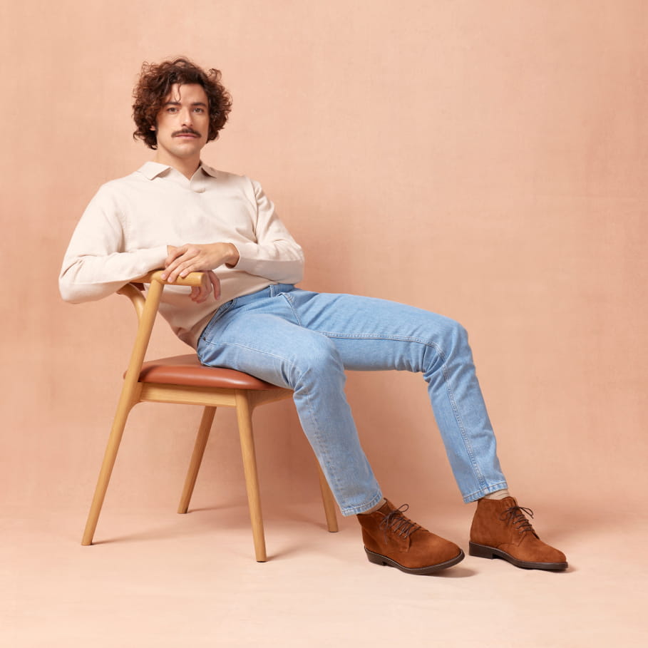 chukka boots aus tabakleder für herren