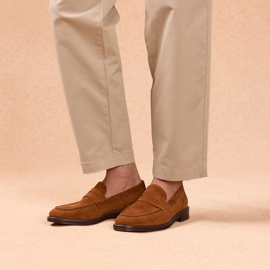 mocassins en cuir velours marron pour homme