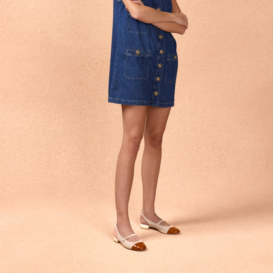 babies en cuir bi-matière pour femme