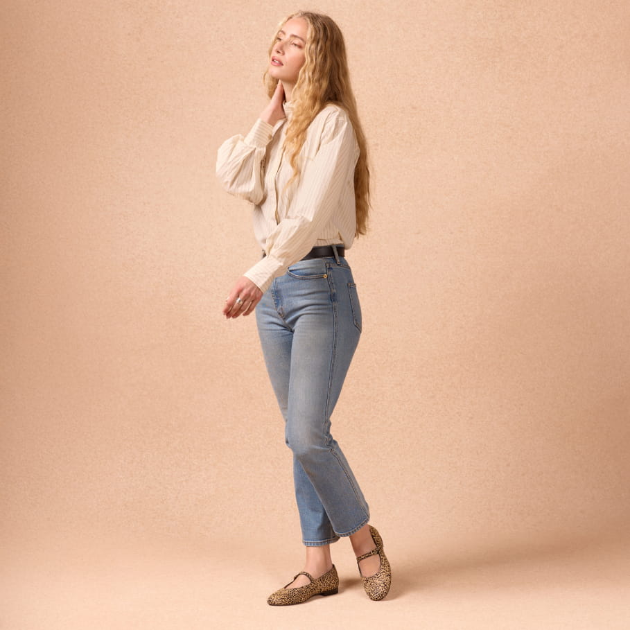 Pony leather strap ballerinas for women