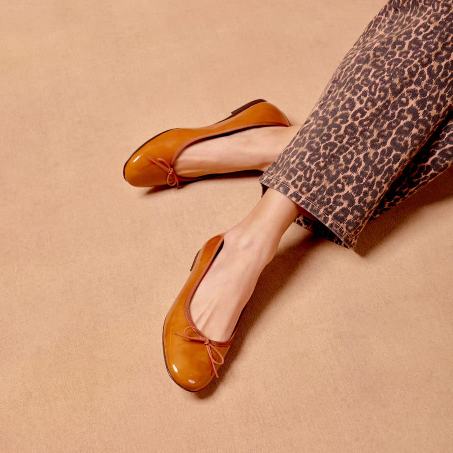 ballerinas with bow in leather for women