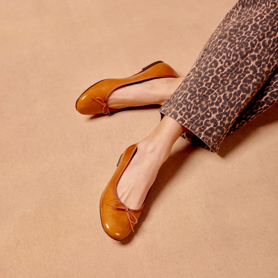 ballerinas with bow in leather for women