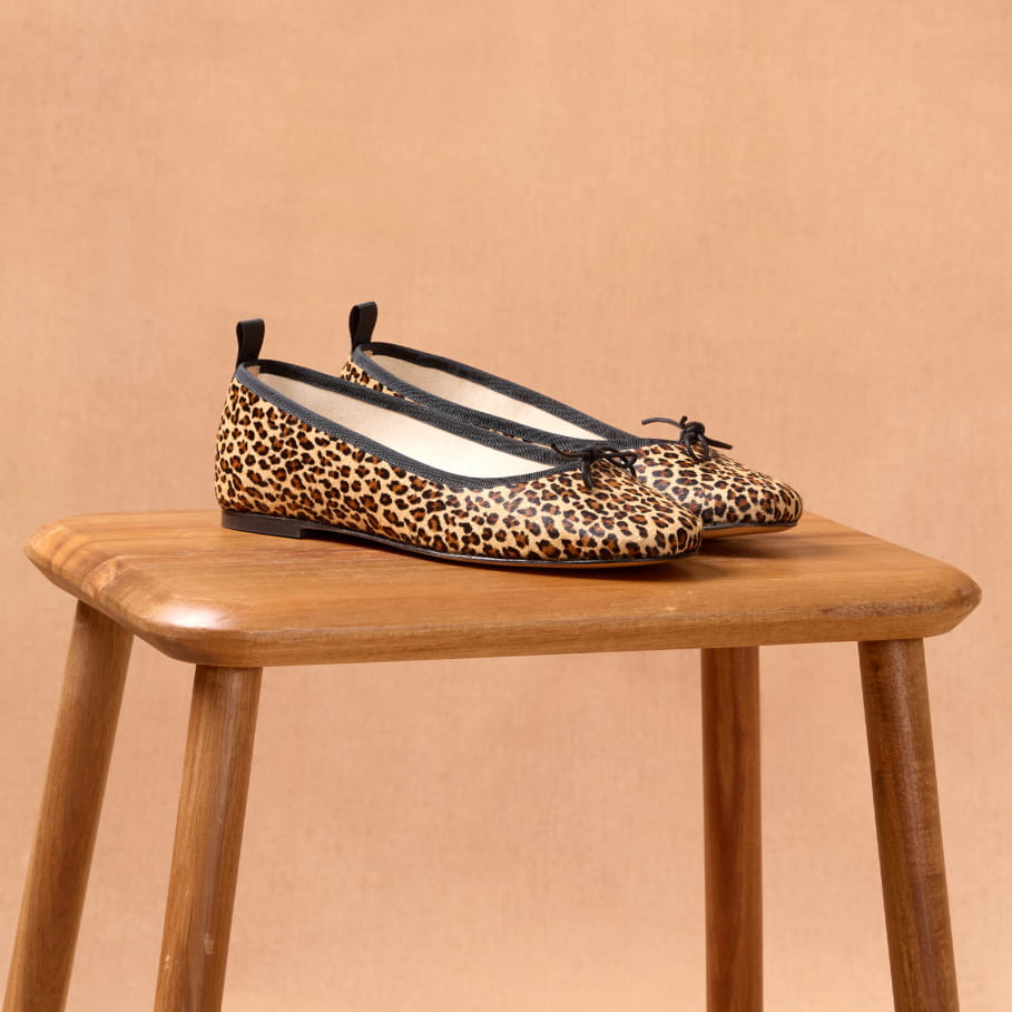 leopardenlederballerinas für frauen