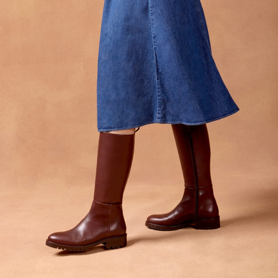 ebony leather boots for women