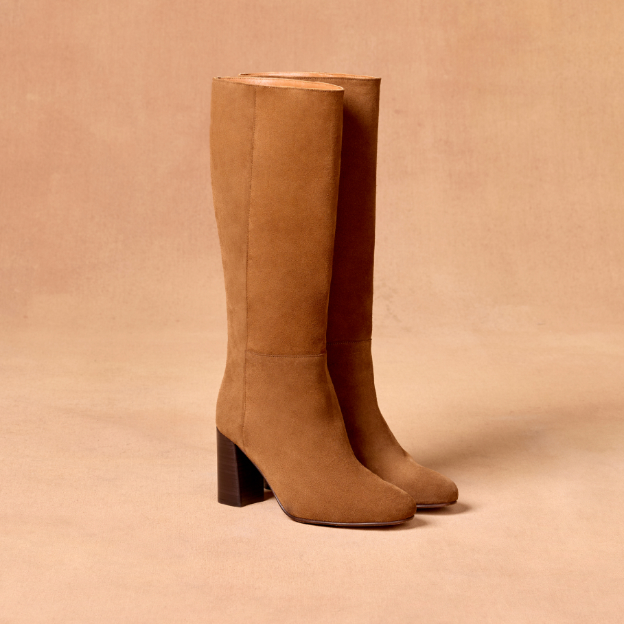 bottes à talons en cuir pour femme