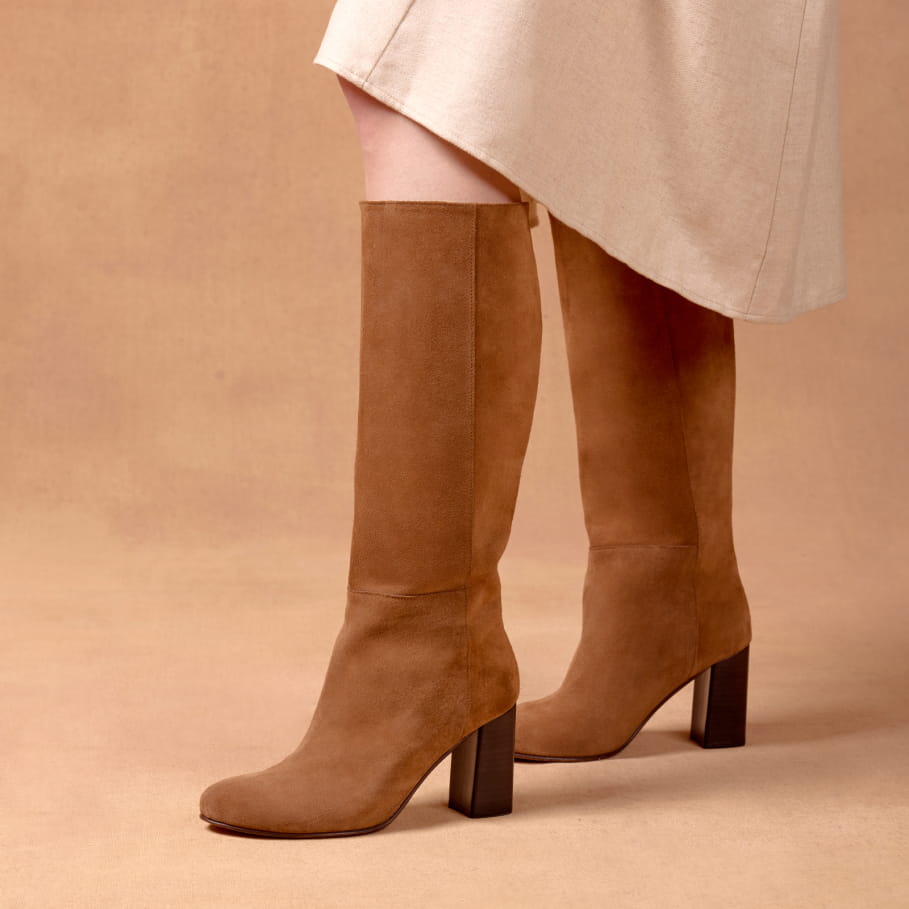 bottes à talons en cuir pour femme