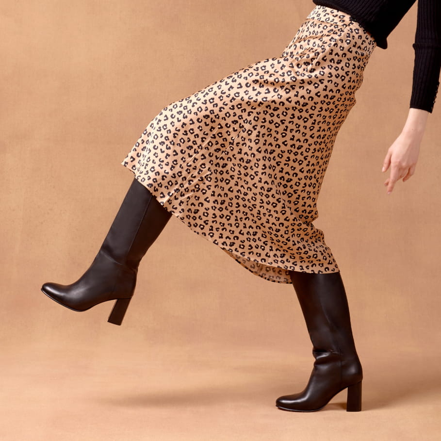 bottes à talons en cuir pour femme