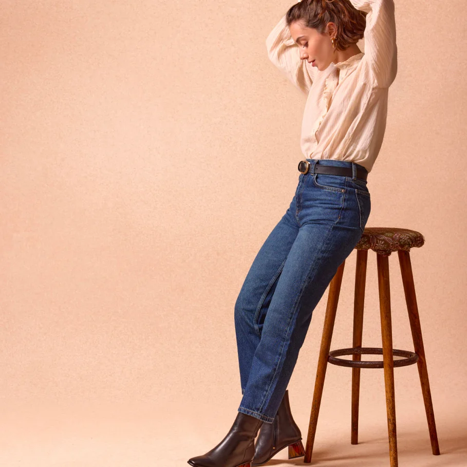 heeled leather boots for women