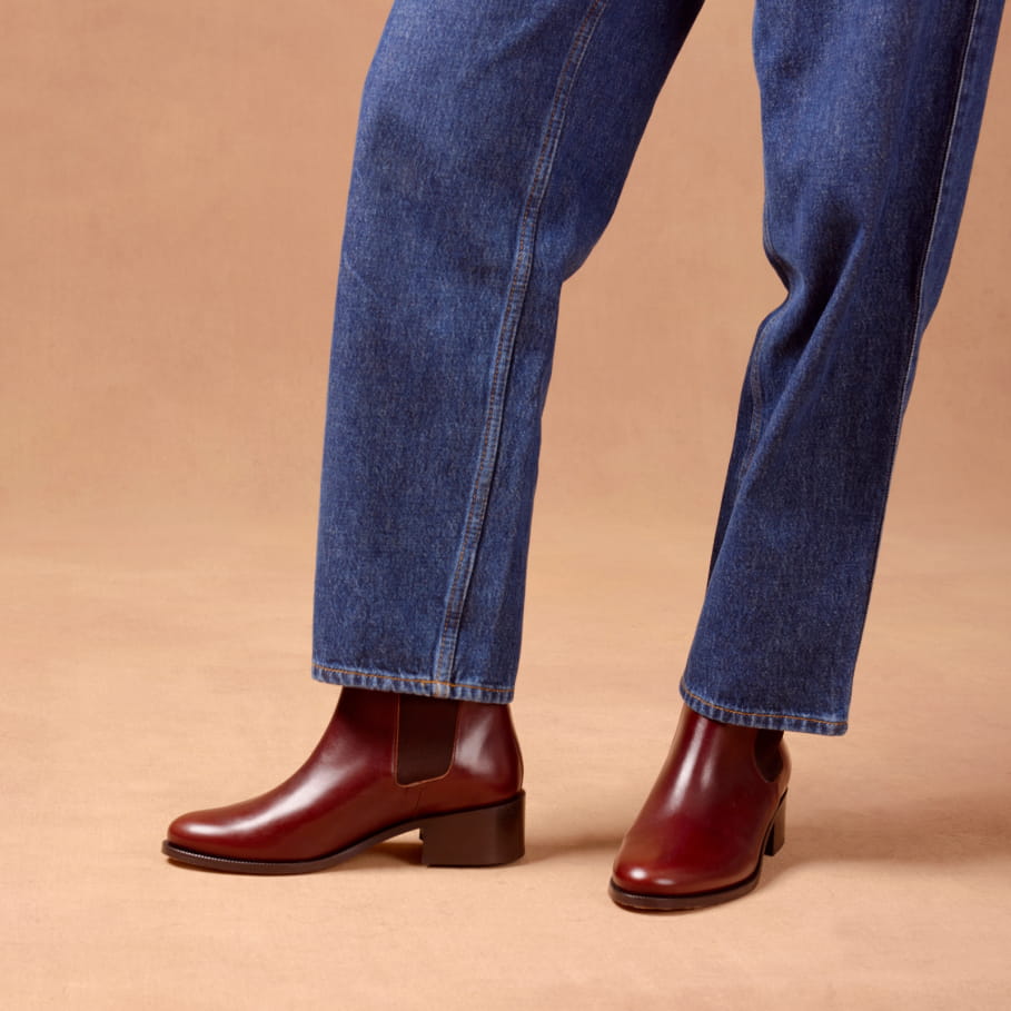 Bottines plates en cuir pour femme