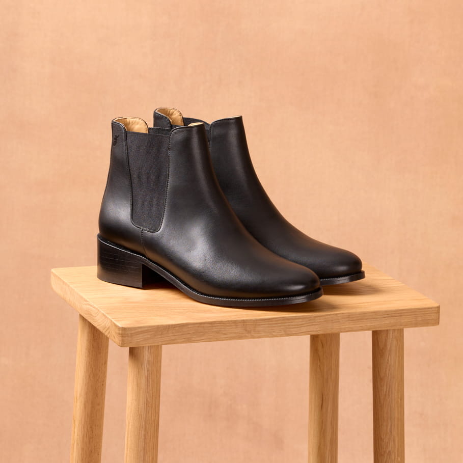 Bottines plates en cuir pour femme