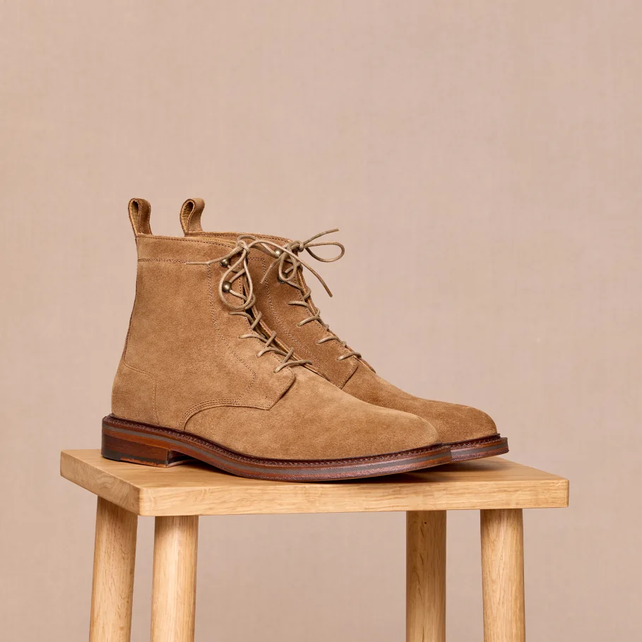 bottines camel en cuir pour homme