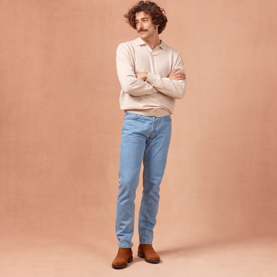 leather boots velvet tobacco for men