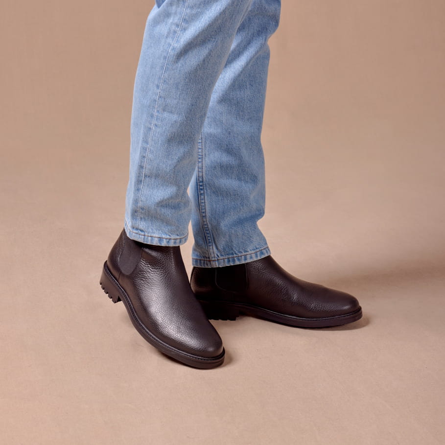 chelsea boots aus schwarzem leder für herren