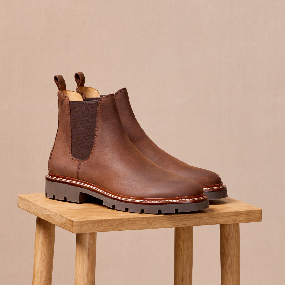 bottines en cuir café pour homme