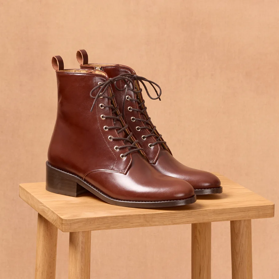 combat boots burgundy leather woman
