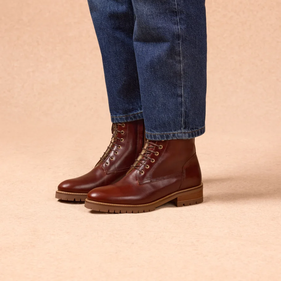 burgundy leather lined boots for women