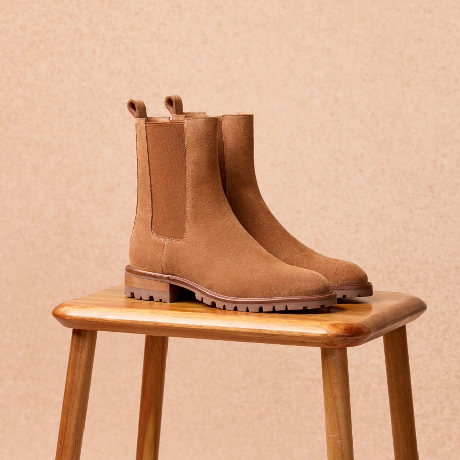 Chelsea Boots aus kastanienbraunem Leder für Damen